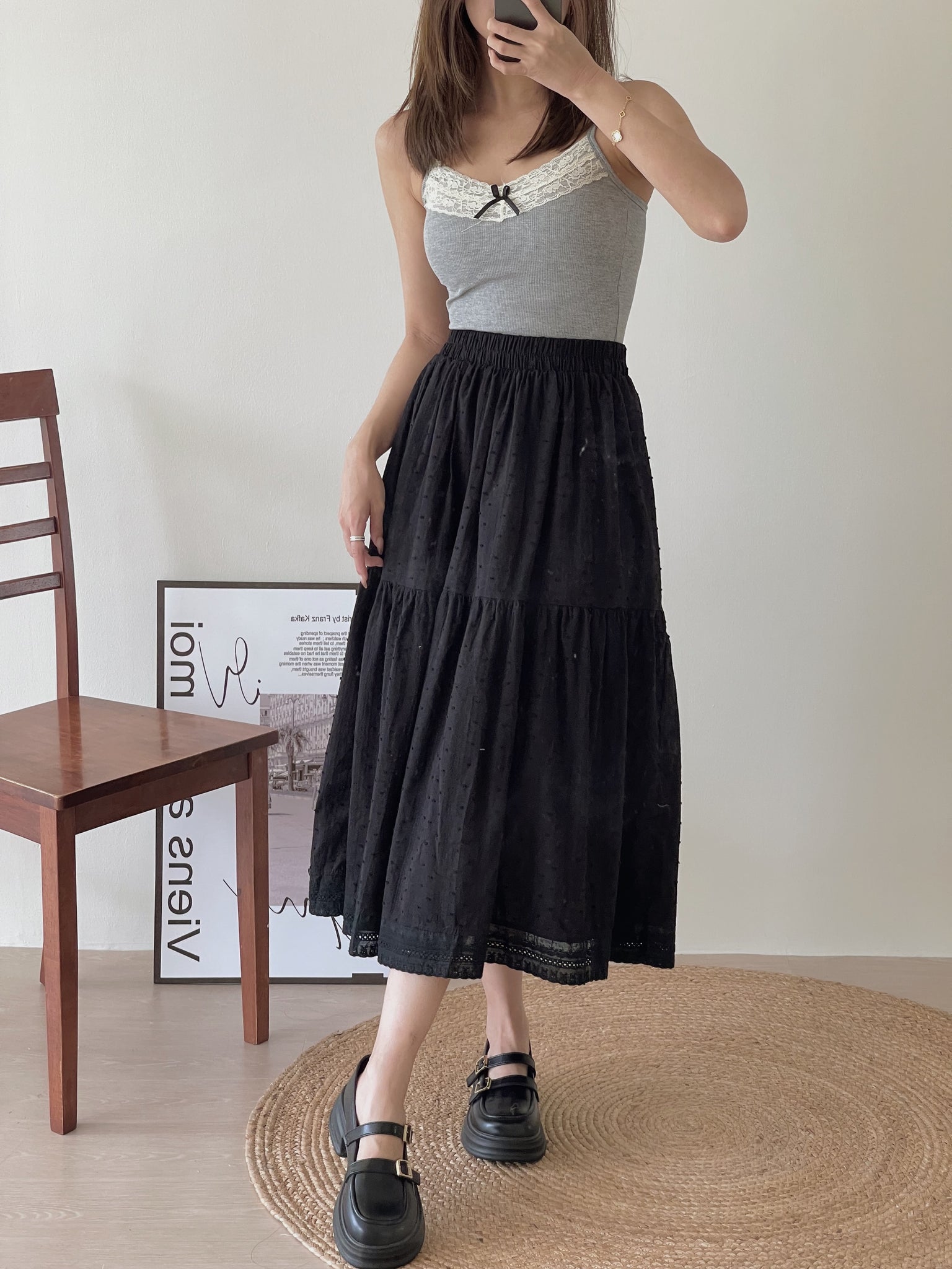 Kaleni Flare Skirt / 复古蕾丝遮胯伞裙