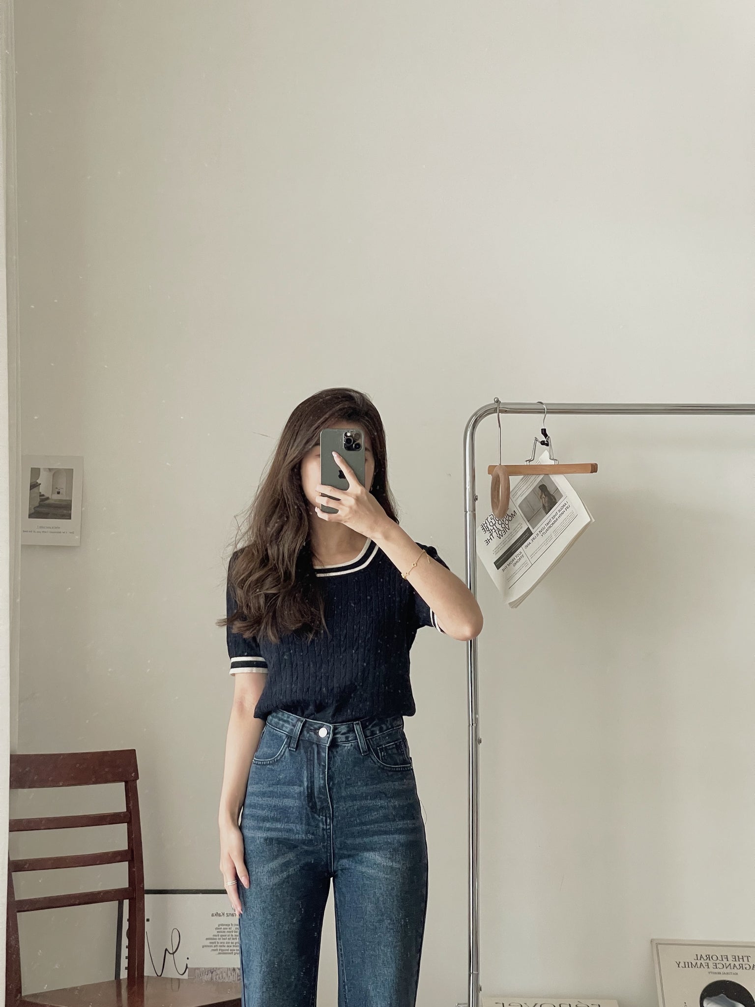 Contrast Brim Knit Top / 韩版拼色针织衫