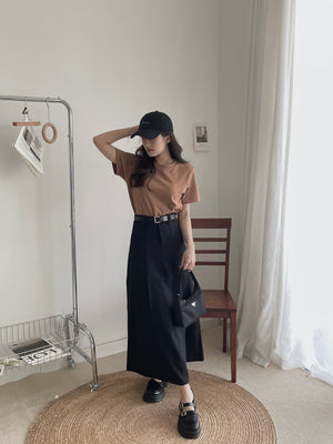 Regine Pleated Long Skirt / 西装百褶半身长裙