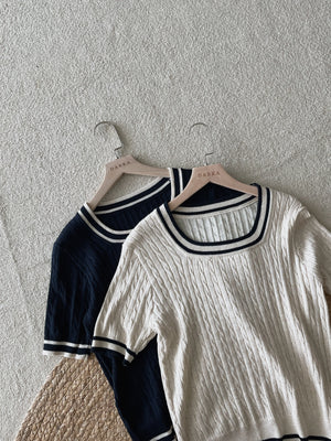 Contrast Brim Knit Top / 韩版拼色针织衫