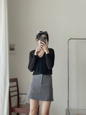 Hera Thin Crop Cardigan / 针织单口薄款防晒衫