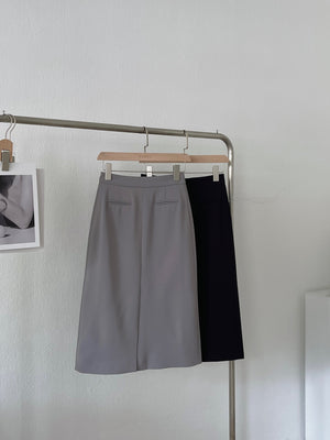 Split Hem Pencil Skirt / 通勤风西装半身裙 - Grey