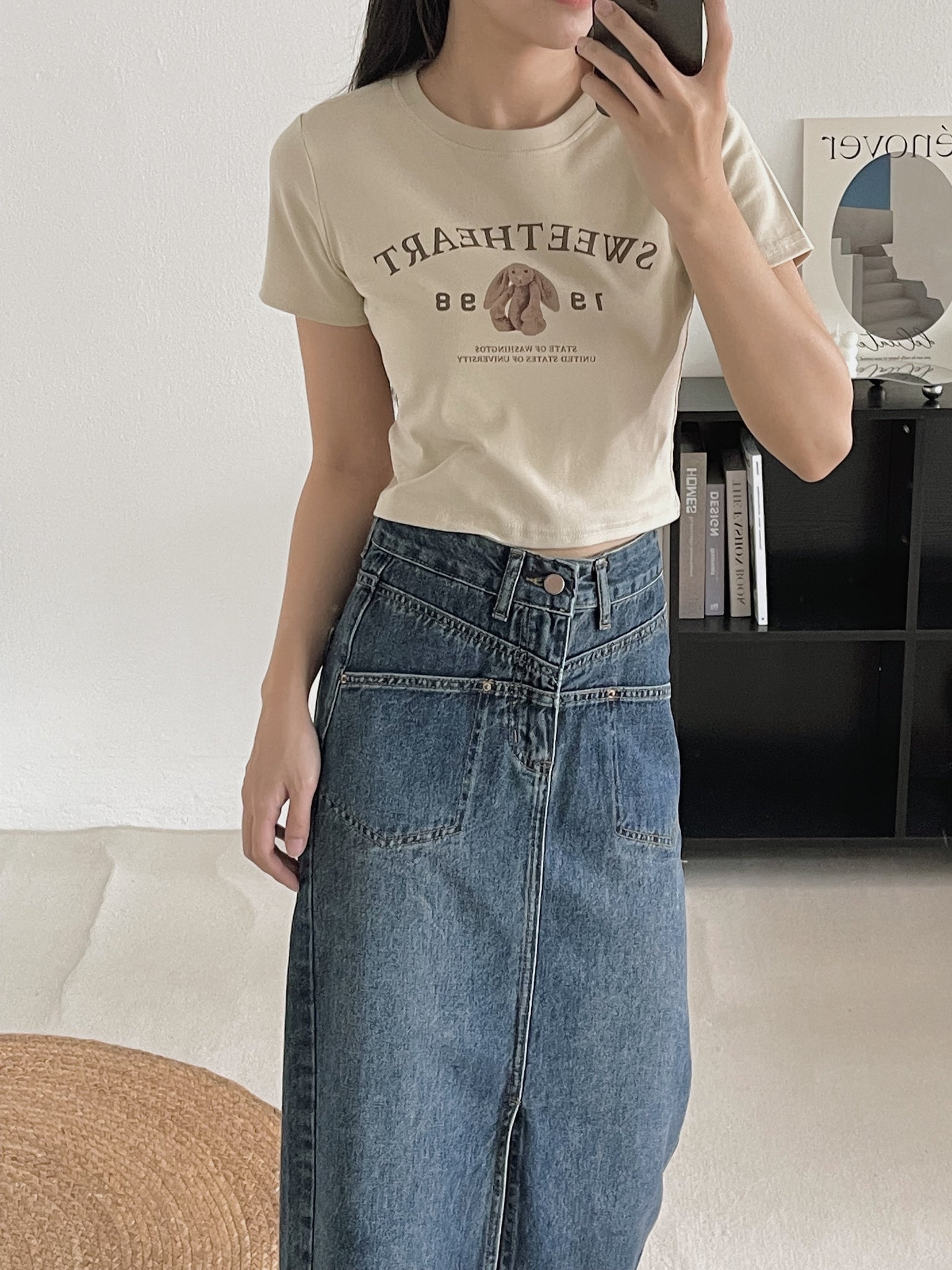 Printed Crop Tshirt / 百搭减龄短T恤