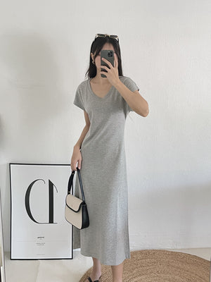 Plain Cotton Long Dress / 纯色棉质T恤长裙