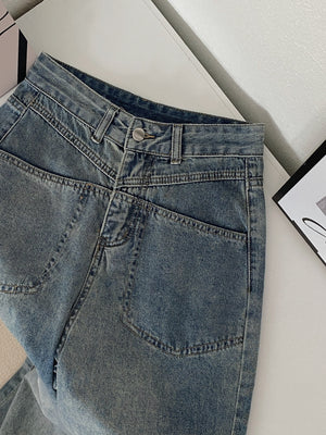 Pockets Jeans Trousers / 复古蓝口袋牛仔长裤