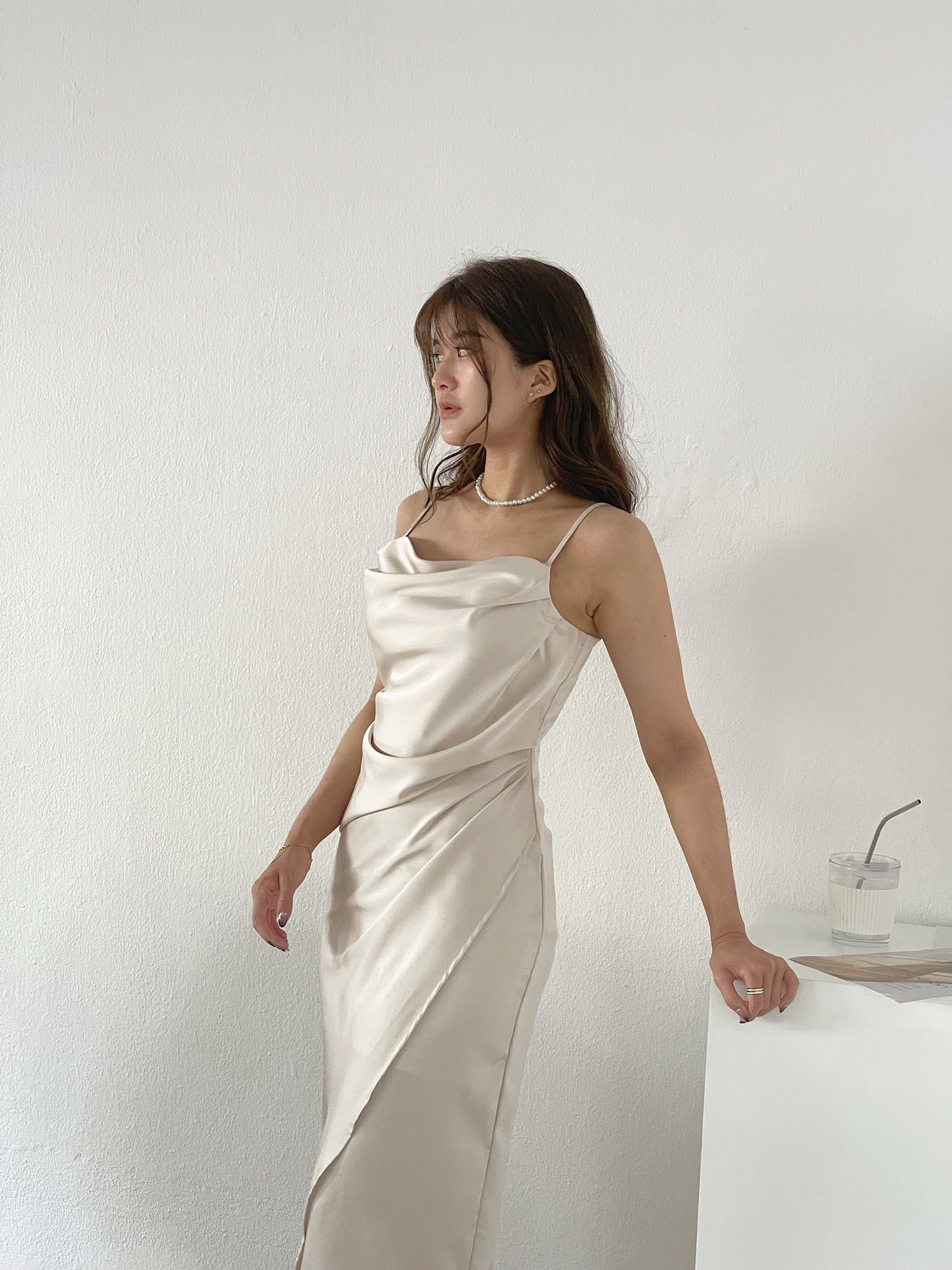 Camila Satin Dress / 開衩緞面吊帶裙